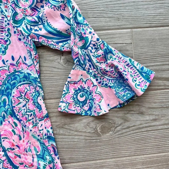 Lilly Pulitzer Womens Multicolor Rayon Floral Flounce Sleeve Top Size XXS - Picture 4 of 8